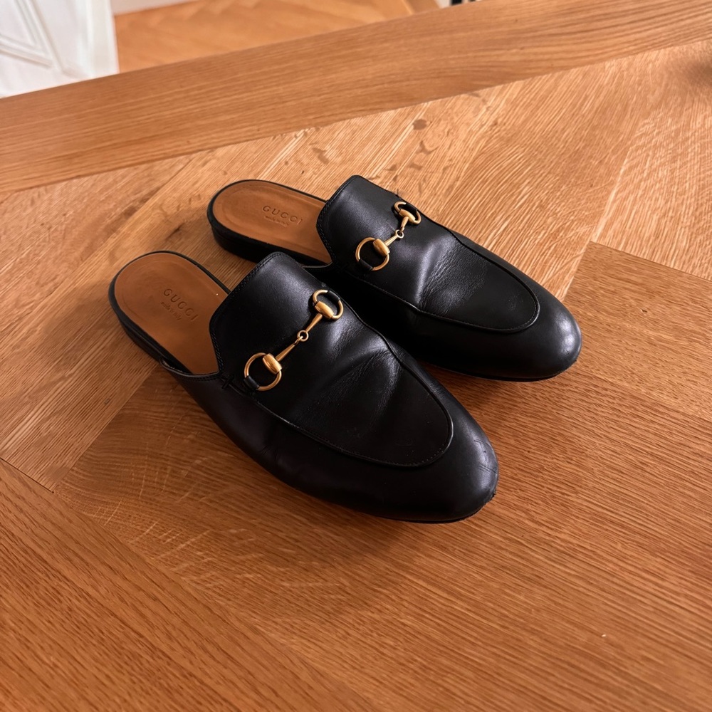 Gucci Princetown Horsebit Loafer Mule EU 39 black leather slip on flat